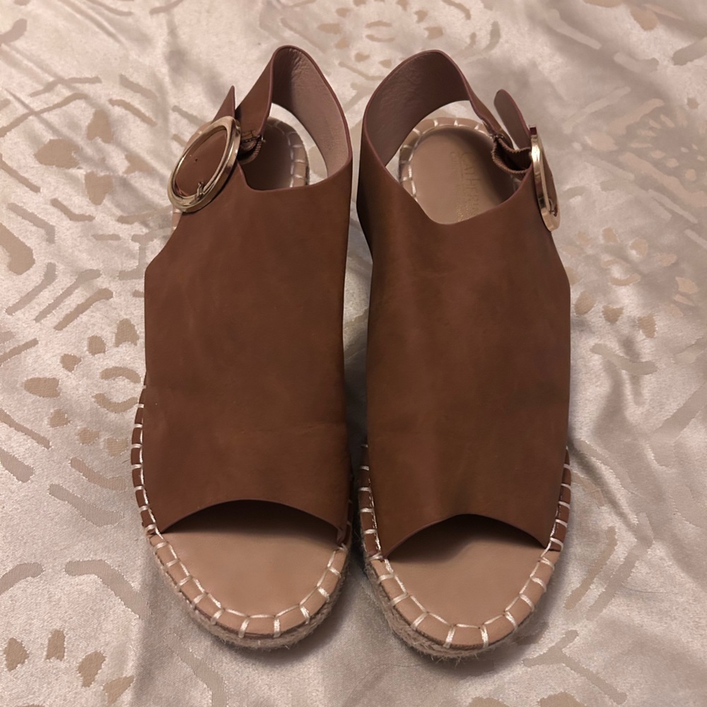 Brown Faux Leather Sandals